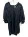 Hunter Bell Size S Black Linen Blend Blanket Stitch Balloon Sleeve Dress Black / S