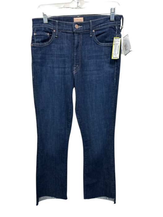 Mother Size 29 Indigo Wash Cotton Blend Raw Hem High Rise Crop Jeans Indigo Wash / 29