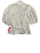 Marie Oliver Size Medium White Cotton Short Puff Sleeve Button Front Peplum Top White / Medium