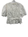 Marie Oliver Size Medium White Cotton Short Puff Sleeve Button Front Peplum Top White / Medium