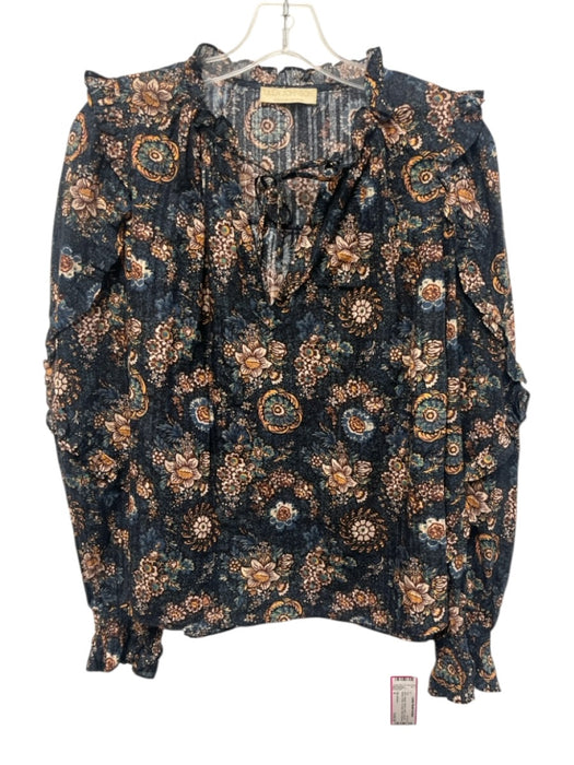 Ulla Johnson Size 6 Blue, Orange, Brown Cotton Long puff sleeve Floral Top Blue, Orange, Brown / 6