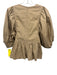 Hunter Bell Size Est S Beige Brown Cotton Short Puff Sleeve V Neck Ruffle Top Beige Brown / Est S