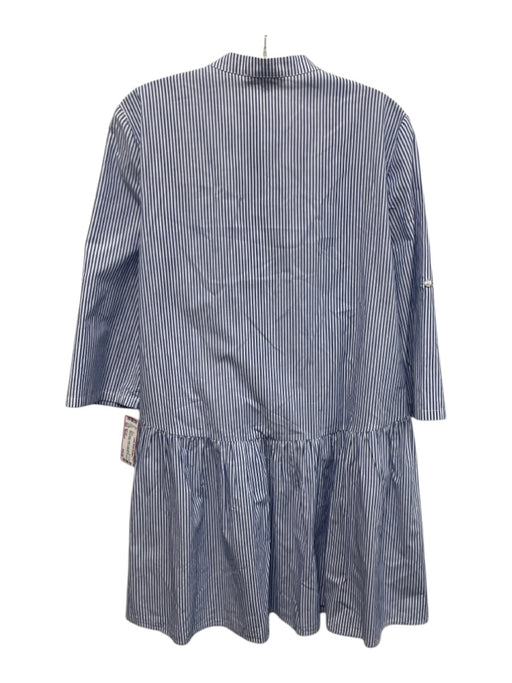 Madewell Size Medium Blue & White Cotton Long Sleeve Striped Button Front Dress Blue & White / Medium