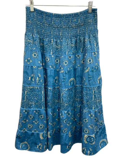Love The Label Size S Blue & White Cotton Smocked Waist Band High Waist Skirt Blue & White / S