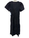 By Anthropologie Size S Black Cotton Short Sleeve Split Neck Midi Dress Black / S