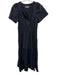 By Anthropologie Size S Black Cotton Short Sleeve Split Neck Midi Dress Black / S