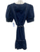 Cartolina Size S Navy Blue & White Cotton Contrast Stitch 1/4 Button Dress Navy Blue & White / S