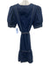 Cartolina Size S Navy Blue & White Cotton Contrast Stitch 1/4 Button Dress Navy Blue & White / S