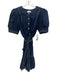 Cartolina Size S Navy Blue & White Cotton Contrast Stitch 1/4 Button Dress Navy Blue & White / S