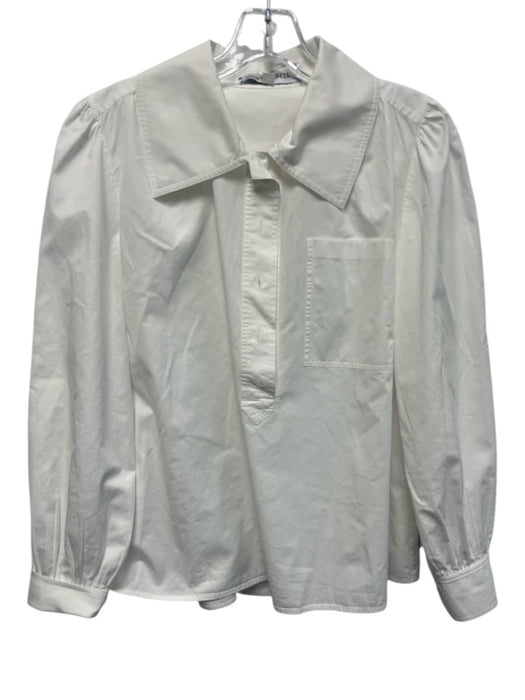 Hunter Bell Size S White Cotton Long puff sleeve Button Collar Blouse Top White / S