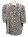 ME+EM Size 8 Brown & Cream Cotton Short Puff Sleeve Ditsy Floral Buttons Top Brown & Cream / 8