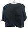 Le Bop Size M Black Cotton Short Puff Sleeve Buttons No Collar Top Black / M