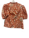 Ulla Johnson Size 6 Orange & cream Cotton Short Puff Sleeve Floral Print Top Orange & cream / 6