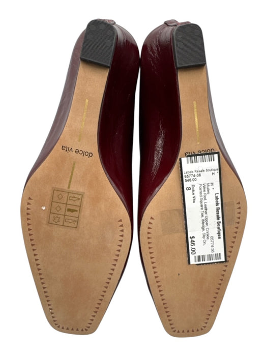 Dolce Vita Shoe Size 8 Wine Red Leather Upper Crinkle Pointed Square Toe Mules Wine Red / 8