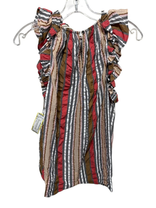 Ulla Johnson Size 6 White, Brown & Red Cotton Striped Sleeveless Striped Top White, Brown & Red / 6