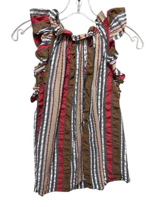Ulla Johnson Size 6 White, Brown & Red Cotton Striped Sleeveless Striped Top White, Brown & Red / 6