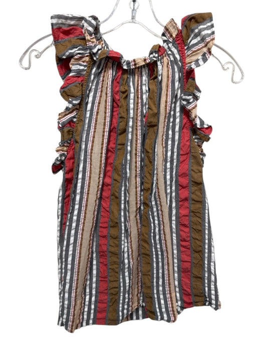 Ulla Johnson Size 6 White, Brown & Red Cotton Striped Sleeveless Striped Top White, Brown & Red / 6