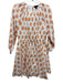 J. Crew Size M White & Orange Cotton Floral Long Balloon Sleeve Dress White & Orange / M