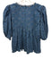 Hunter Bell Size M Blue, White & Black Cotton Floral 1/2 Puff Sleeve V Neck Top Blue, White & Black / M