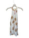 Entro Size S white & tan Polyester Sleeveless Flowers Acordian Pleats Dress white & tan / S