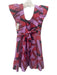 Tuckernuck Size S Purple, Red & Black Linen Blend Abstract Print Tie Back Dress Purple, Red & Black / S