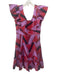 Tuckernuck Size S Purple, Red & Black Linen Blend Abstract Print Tie Back Dress Purple, Red & Black / S