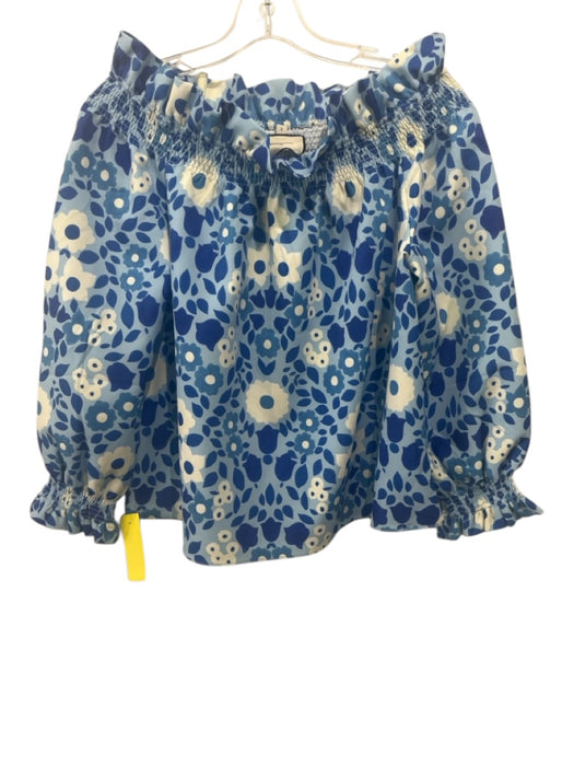 Tuckernuck Size S Mixed Blues Polyester Blend Floral Off Shoulder Top Mixed Blues / S