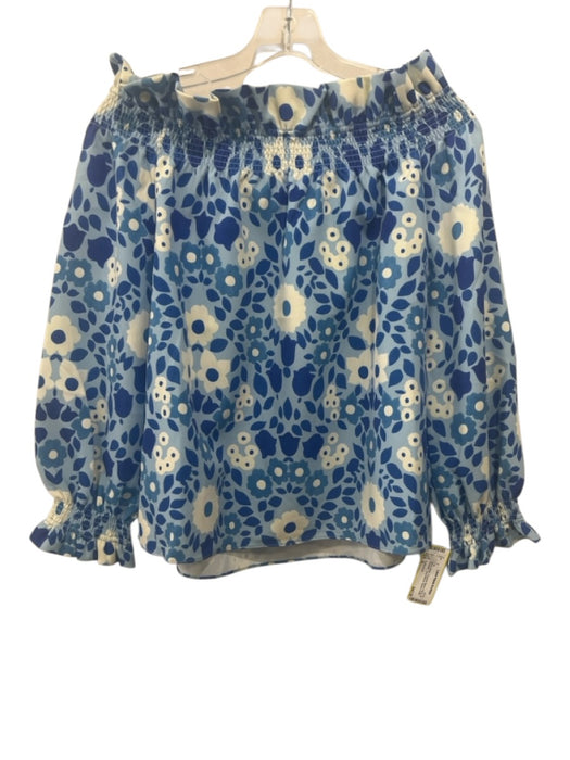 Tuckernuck Size S Mixed Blues Polyester Blend Floral Off Shoulder Top Mixed Blues / S