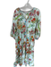 Johnny Was Workshop Size L Teal & Multi Silk Blend V Neck Floral Print Dress Teal & Multi / L