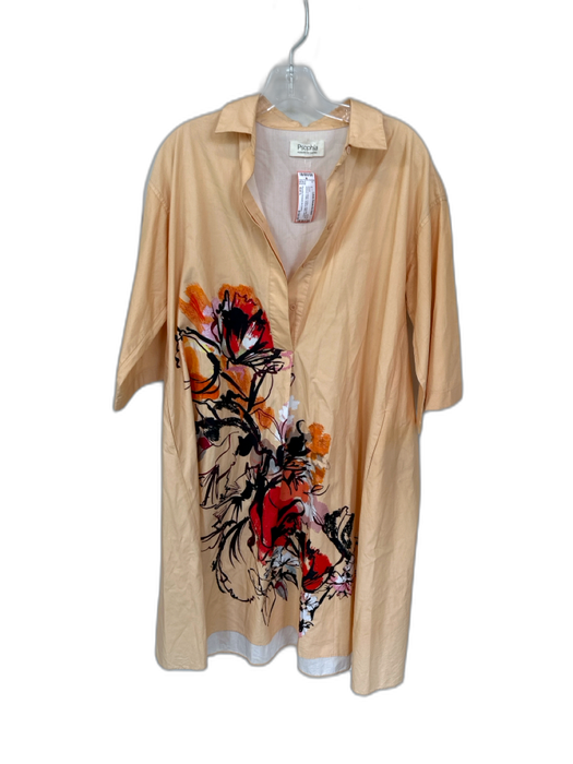 Psophia Vazquez de Castro Size Est L Peach & Black Cotton Long Bell Sleeve Dress Peach & Black / Est L