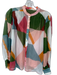 Suncoo Size Est M Pink & Green Long Balloon Sleeve Pleat Detail Slip Top Pink & Green / Est M