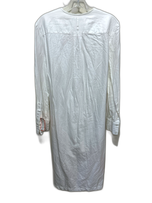 Kal Rieman Size L White Cotton Long Sleeve Buttons High Low Knee length Dress White / L