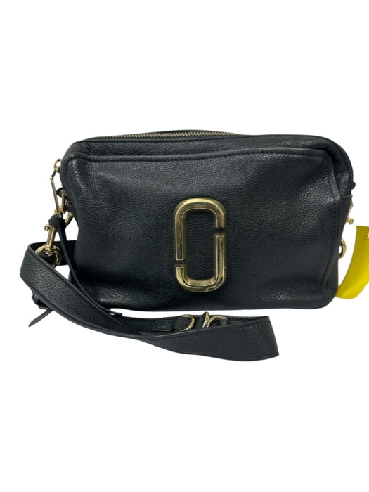 Marc Jacobs Black Pebbled Leather Gold Tone Hardware Rectangle Logo Bag Black / Medium