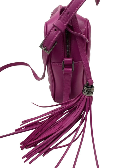 Saint Laurent Fuchsia Pink Leather Quilted Camera Tassel Crossbody Bag Fuchsia Pink / S