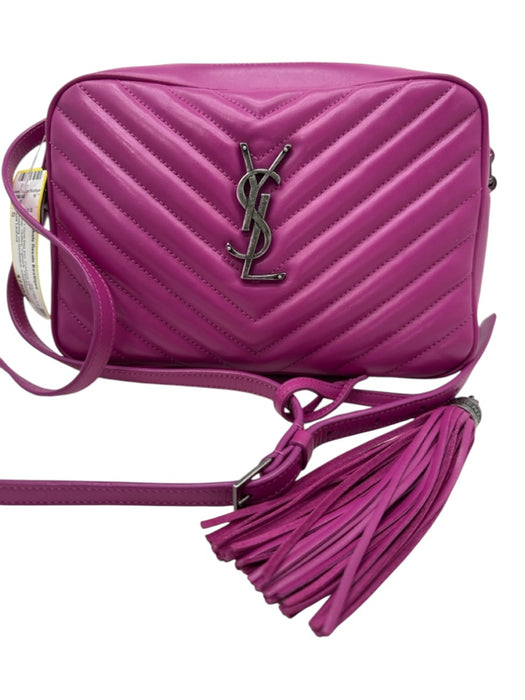 Saint Laurent Fuchsia Pink Leather Quilted Camera Tassel Crossbody Bag Fuchsia Pink / S