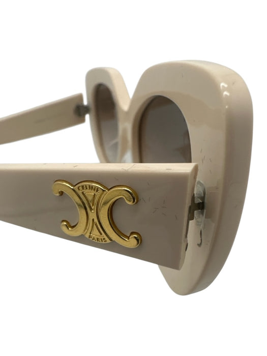 Celine Cream & Brown Acetate Gradient Side Logo Cat Eye Sunglasses Cream & Brown