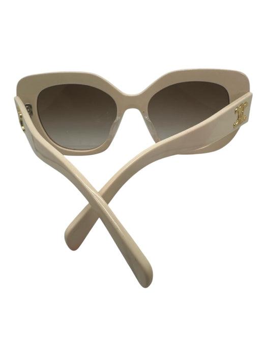 Celine Cream & Brown Acetate Gradient Side Logo Cat Eye Sunglasses Cream & Brown