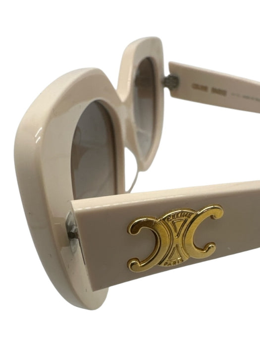 Celine Cream & Brown Acetate Gradient Side Logo Cat Eye Sunglasses Cream & Brown