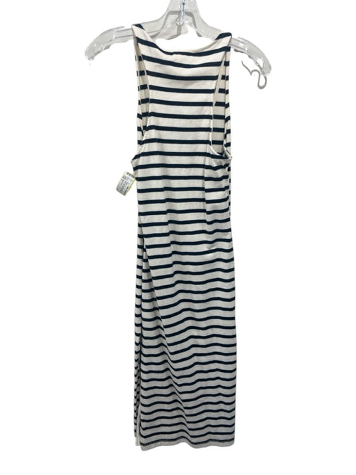 Rag & Bone Size S Cream & Navy Blue Cotton Stripe Split Hem Midi Dress Cream & Navy Blue / S