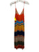 Tanvi Kedia Size S Orange, Blue, Multi Viscose Mixed Stripes V Neck Maxi Dress Orange, Blue, Multi / S