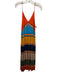 Tanvi Kedia Size S Orange, Blue, Multi Viscose Mixed Stripes V Neck Maxi Dress Orange, Blue, Multi / S