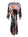 Johnny Was Size M Blue & Multi Silk Drawstring Mixed Floral Balloon Sleeve Dress Blue & Multi / M