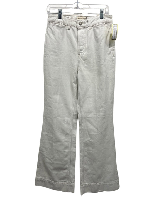 We The Free Size 27 White Cotton Blend High Rise Button Fly Bootcut Jeans White / 27