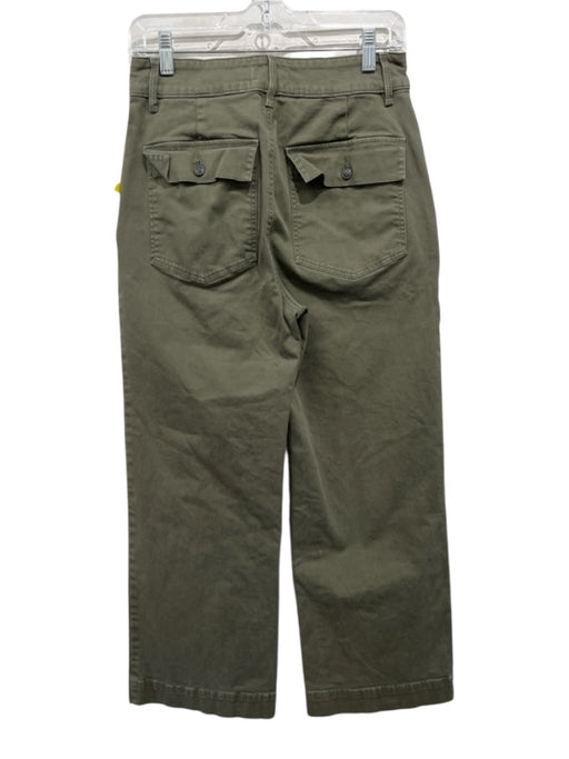 Frame Size 27 Olive Green Cotton Blend Zip Fly Mid Rise Cropped Wide Leg Jeans Olive Green / 27