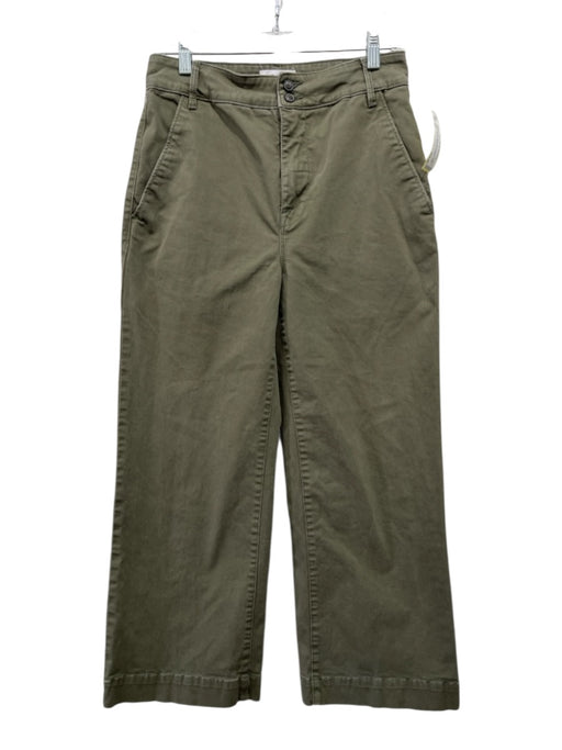 Frame Size 27 Olive Green Cotton Blend Zip Fly Mid Rise Cropped Wide Leg Jeans Olive Green / 27