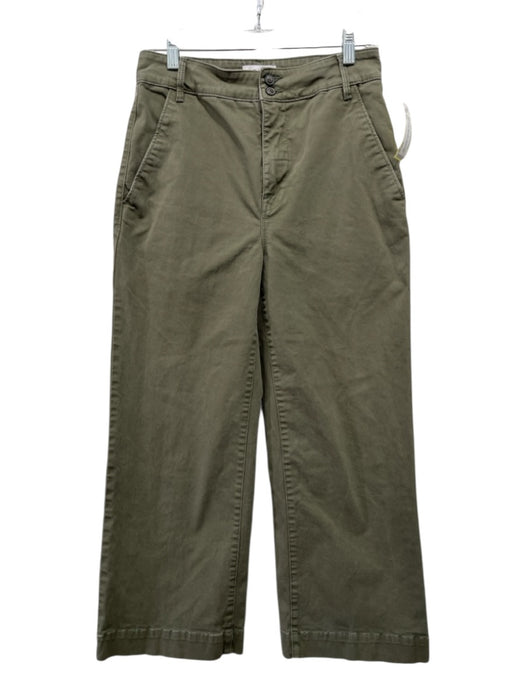 Frame Size 27 Olive Green Cotton Blend Zip Fly Mid Rise Cropped Wide Leg Jeans Olive Green / 27