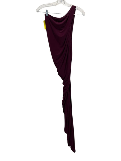 Norma Kamali Size S Burgundy Purple Polyester Blend Ruched One Shoulder Dress Burgundy Purple / S