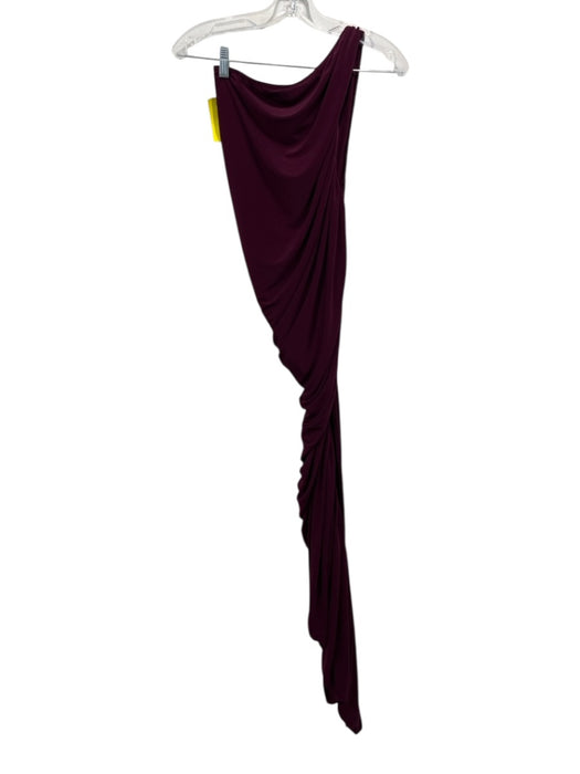 Norma Kamali Size S Burgundy Purple Polyester Blend Ruched One Shoulde — Labels Resale Boutique