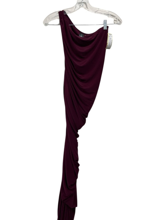 Norma Kamali Size S Burgundy Purple Polyester Blend Ruched One Shoulde — Labels Resale Boutique