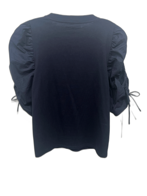 Frame Size M Navy Blue Organic Cotton Ruched Puff Sleeve Top Navy Blue / M